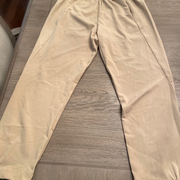 Beige dressy elastic waist and ankle pants - Picture 3 of 7